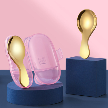 Golden set spoon dessert ice cream coffee stainless steel small children's food supplement tableware